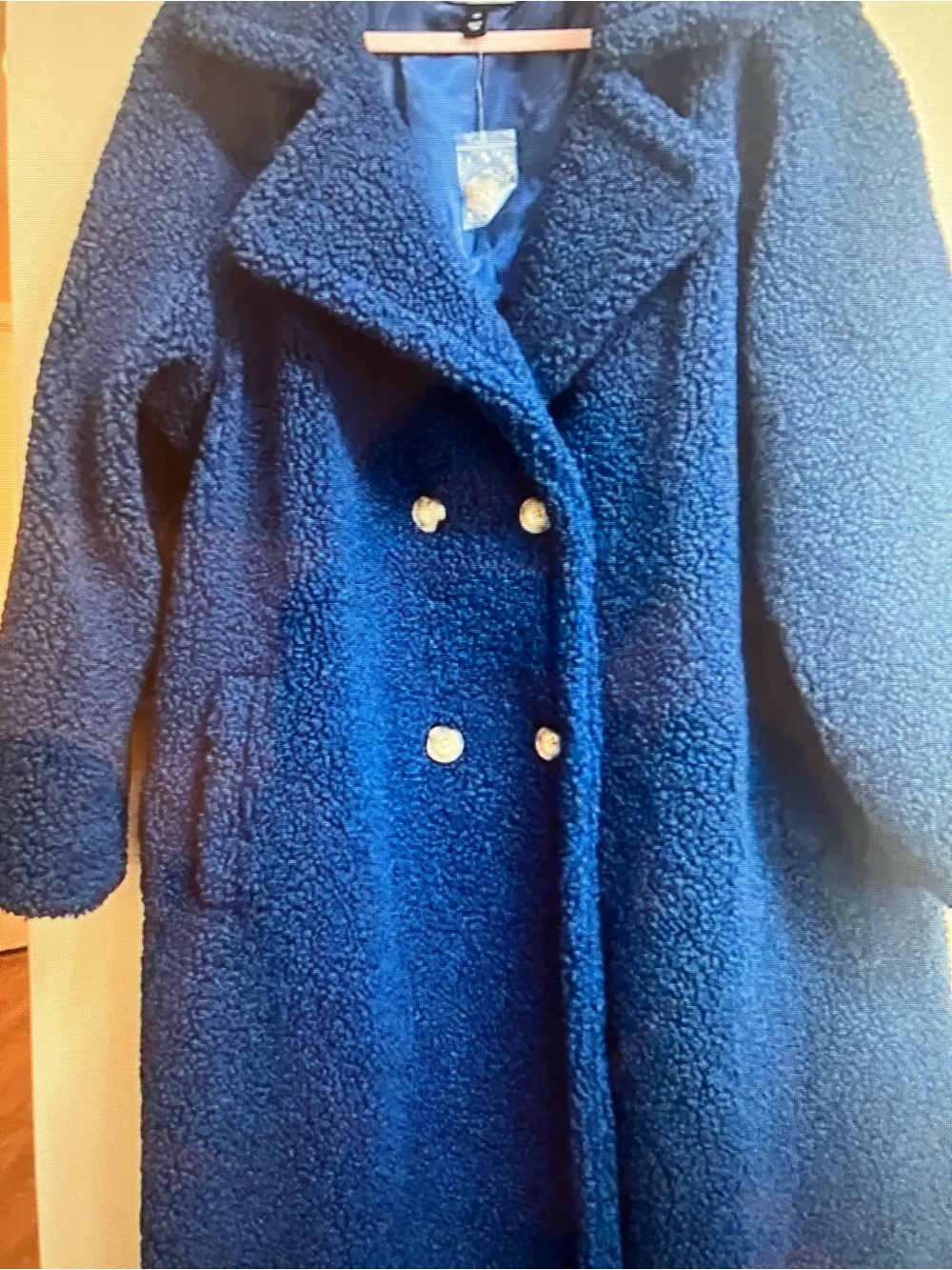 G by Giuliana Black Label 3x Plush Teddy Plush Coat Deep Navy tint deep purple
